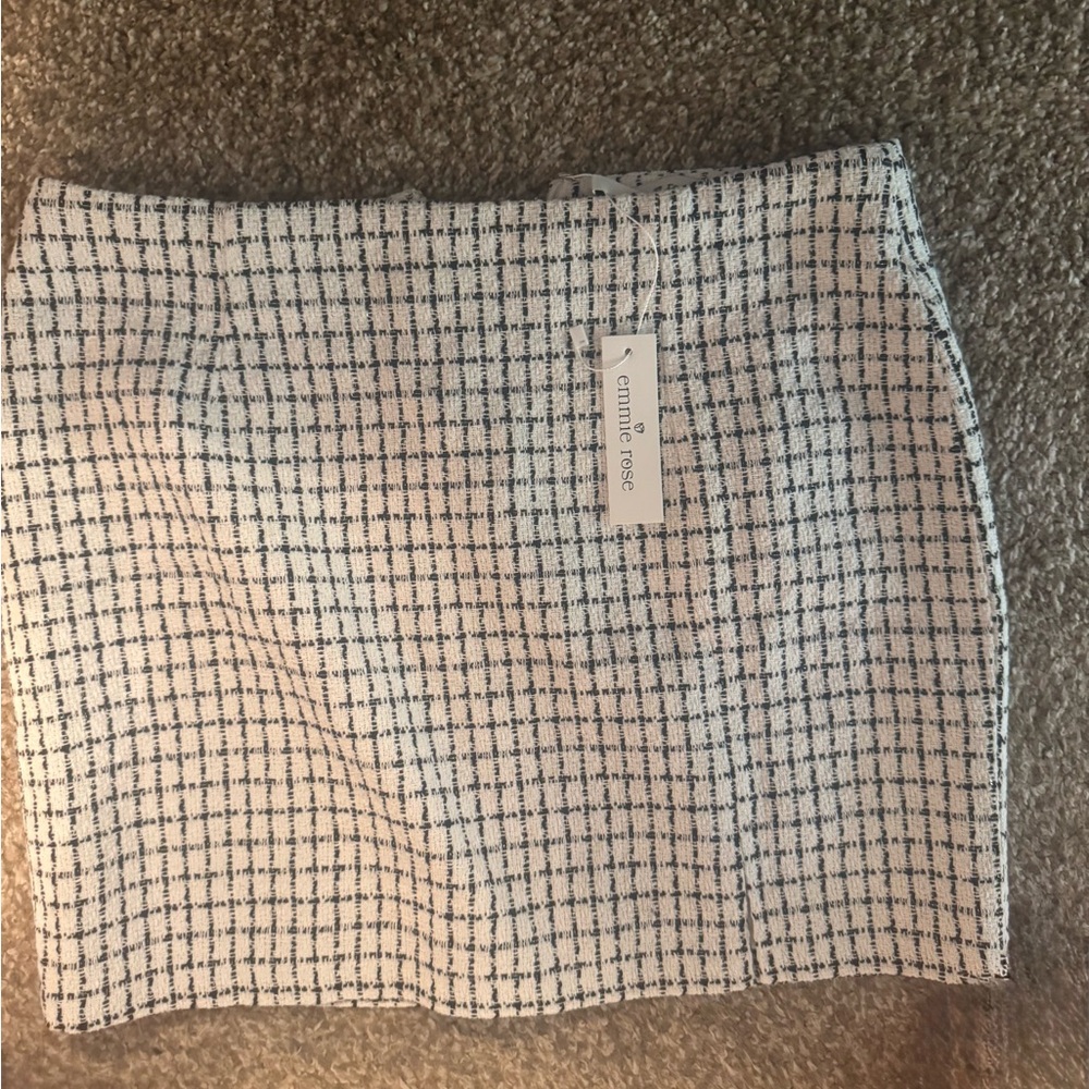 Navy and White Plaid Mini Skirt